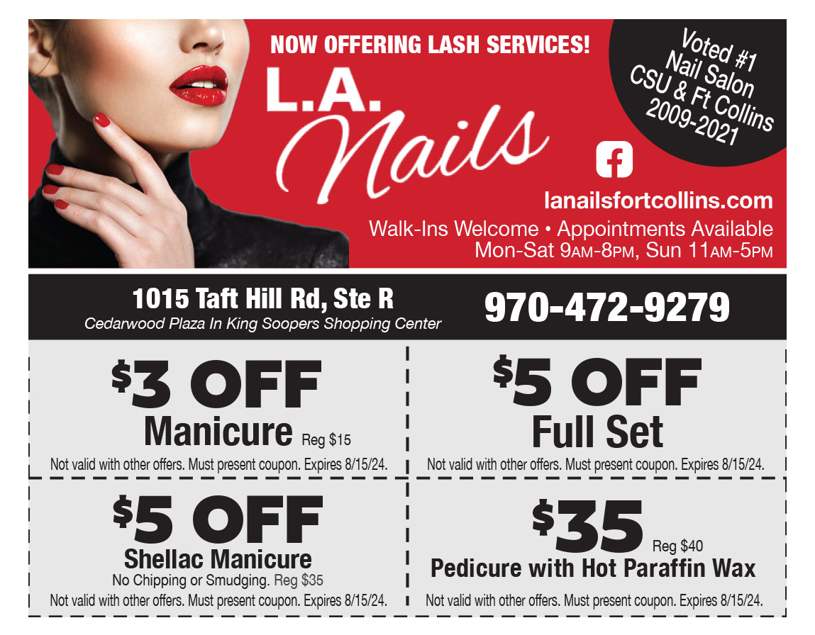 L.A. Nails Salon Campus Cash CouponsA Web Coupon Brought to you by